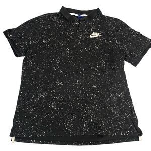 Nike Black and White Speckled Polo Shirt